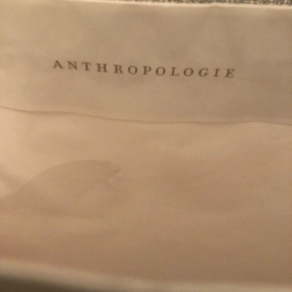 Anthropologie tote bag paper shopping Disney gray twill ribbon handles white red - Picture 5 of 6